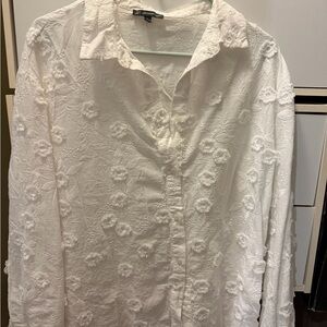 Adrianna Papell Cream Floral Textured Blouse